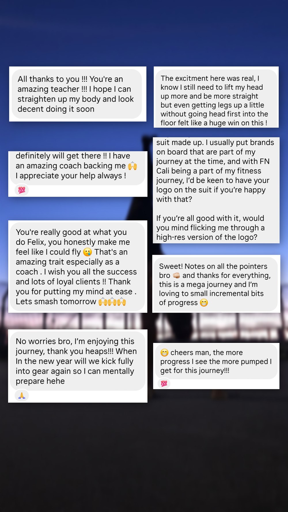 Client message about results from Felix's coaching